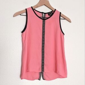 Hearts Embroidery Trim Split Back Summer Tank Girls size Medium